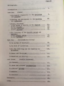 Table of Contents of H.A.S. Tarrant’s PhD Thesis, Plato’s Five-Fold Classifications in Relation to the Metaphysics of the Middle Platonists (1971)